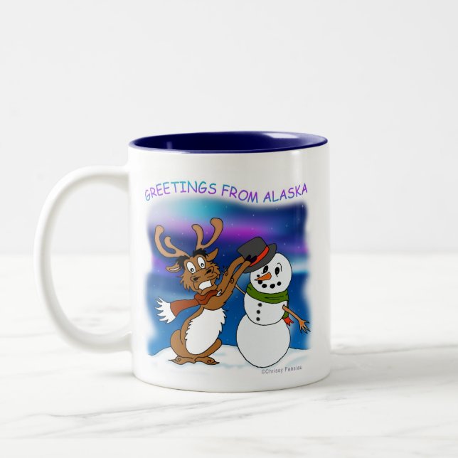 "Grüße von Alaska" Tasse (Links)