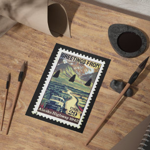 Grüße von Alaska Vintag Postage Briefmarke Postkarte