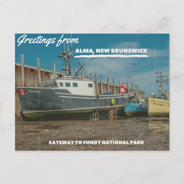 Grüße von Alma NB und Fundy National Park Postkarte (Vorderseite)