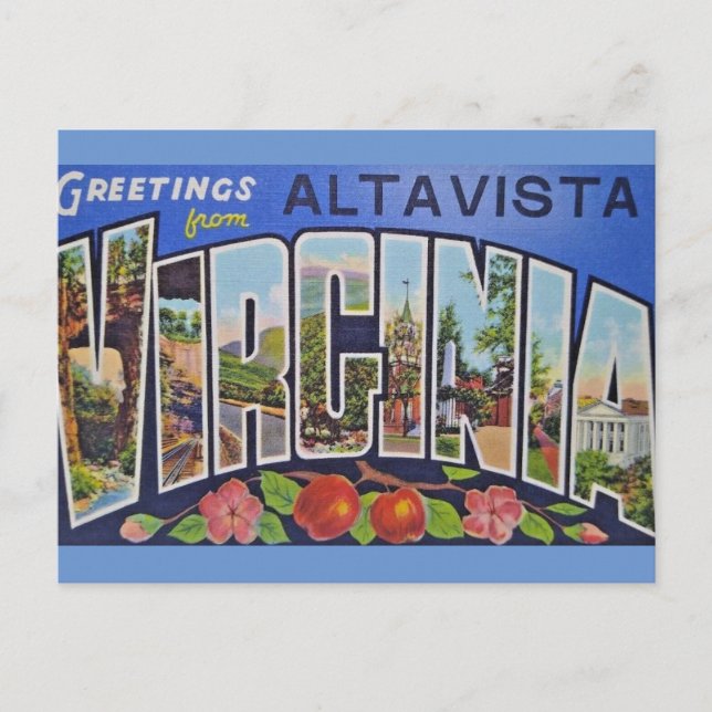 Grüße von AltaVista Virginia Postcard Postkarte (Vorderseite)