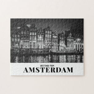 Grüße von Amsterdam Black & White Night Puzzle