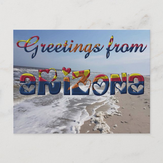 Grüße von Arizona State Flag Hearts USA Postkarte (Vorderseite)