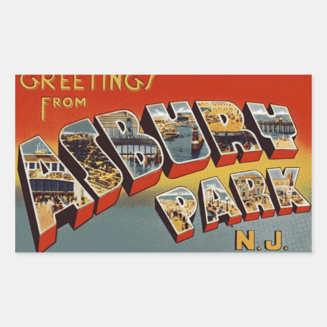 Grüße von Asbury Park NJ Rechteckiger Aufkleber (Vorderseite)