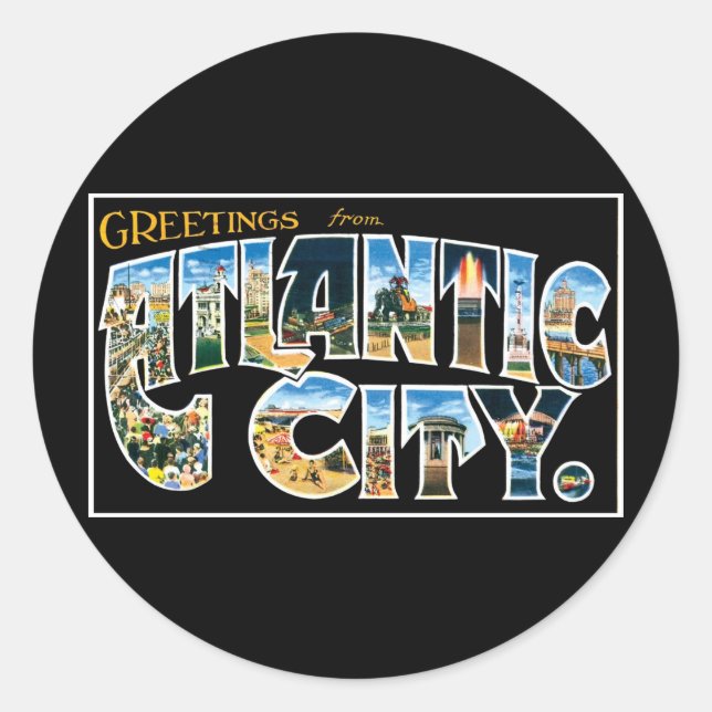 Grüße von Atlantic City! Runder Aufkleber (Vorderseite)