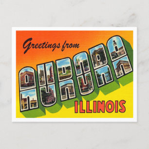 Grüße von Aurora, Illinois Vintage Travel Postkarte