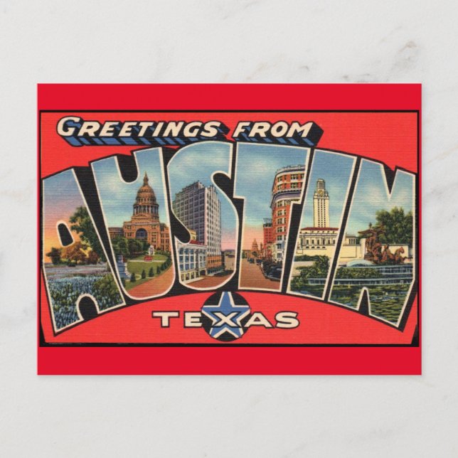Grüße von Austin Texas Postcard Postkarte (Vorderseite)