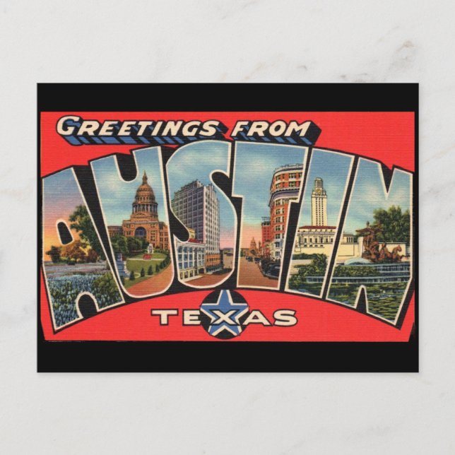 Grüße von Austin Texas Postcard Postkarte (Vorderseite)
