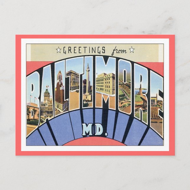 Grüße von Baltimore Maryland Postkarte (Vorderseite)