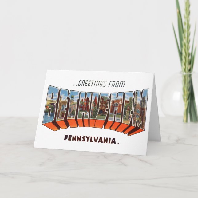 Grüße von Bethlehem Pennsylvania Karte (Vorderseite)