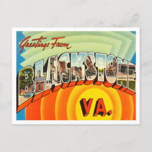 Grüße von Blackstone, Virginia Vintage Travel Postkarte