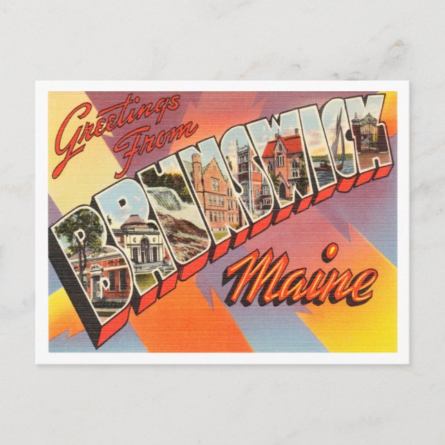 Grüße von Brunswick, Maine Vintage Travel Postkarte (Vorderseite)