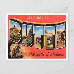 Grüße von Butte, Montana Vintage Travel Postkarte