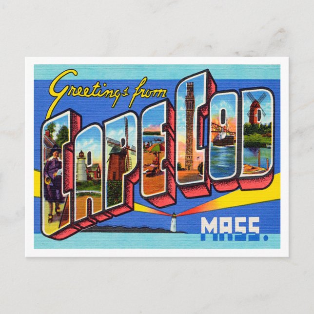 Grüße von Cape Cod, Massachusetts Travel Postkarte (Vorderseite)