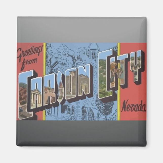 Grüße von Carson City Nevada, Vintag Magnet (Vorne)