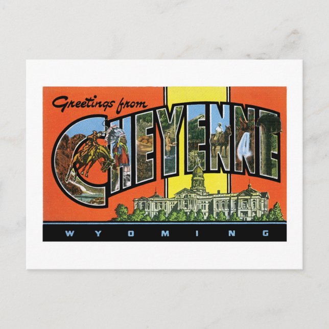 Grüße von Cheyenne, Wyoming! Vintage Postkarte (Vorderseite)