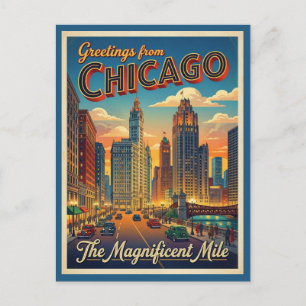 Grüße von Chicago Magnificent Mile Postkarte