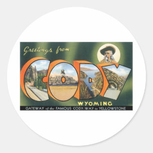 Grüße von Cody, Wyoming Runder Aufkleber