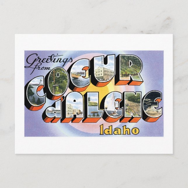Grüße von Coeur D Alene Postkarte (Vorderseite)