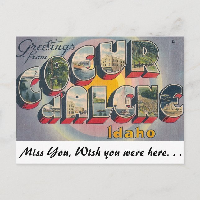 Grüße von Coeur d'Alene, Idaho Postkarte (Vorderseite)