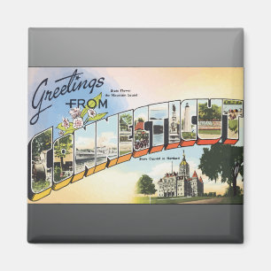 Grüße von Connecticut, Vintag Magnet
