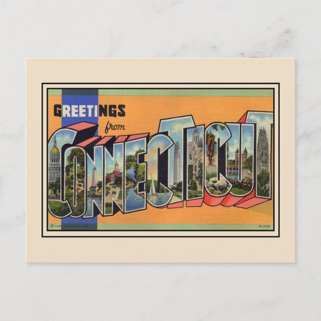 Grüße von Connecticut Vintag Postcard Postkarte (Vorderseite)