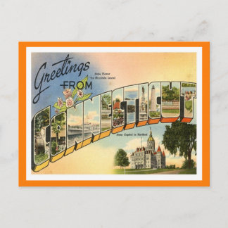 Grüße von Connecticut Vintag Postkarte