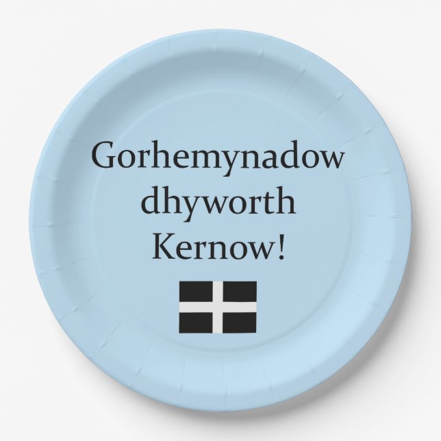 Grüße von Cornwall in der kornischen Sprache Pappteller (Vorderseite)