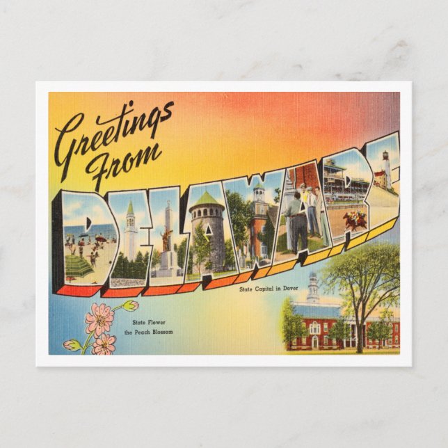 Grüße von Delaware Vintage Travel Postkarte (Vorderseite)
