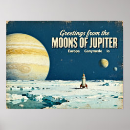 Grüße von den Monden des Jupiter Retro Sci-Fi P Poster