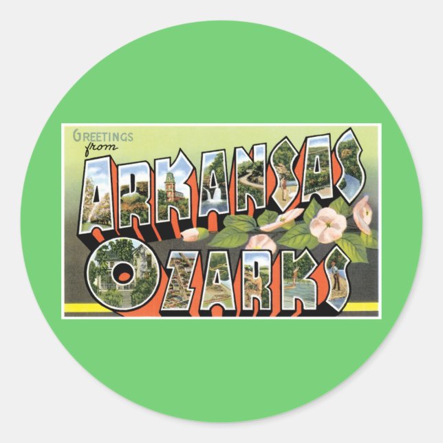 Grüße von den Ozarks! Runder Aufkleber (Vorderseite)