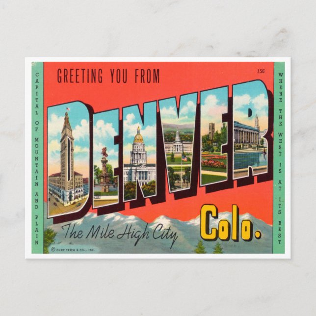 Grüße von Denver, die Mile High City Colorado Postkarte (Vorderseite)