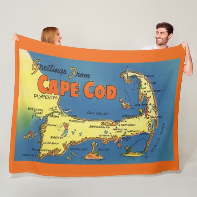 Grüße von der Cape Cod Karte Fleecedecke (Beispiel)