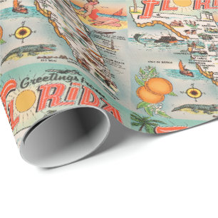 Grüße von der Florida Vintage-Tourismuskarte Geschenkpapier