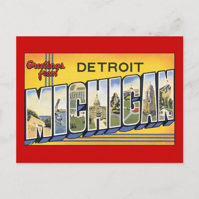Grüße von Detroit Michigan Postkarte (Vorderseite)