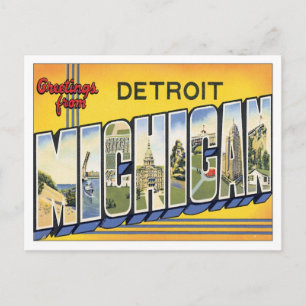 Grüße von Detroit Michigan USA Postcard Postkarte