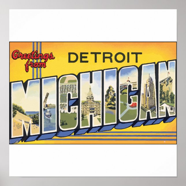 Grüße von Detroit Michigan, Vintag Poster (Vorne)