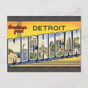 Grüße von Detroit Michigan, Vintag Postkarte