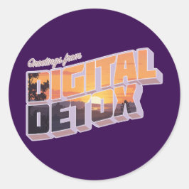 Grüße von Digital Detox Runder Aufkleber