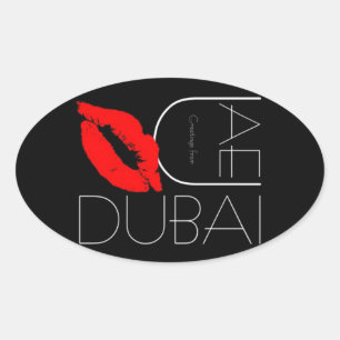 Grüße von Dubai UAE Red Lipstick Kiss Ovaler Aufkleber