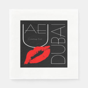 Grüße von Dubai UAE Red Lipstick Kiss Serviette