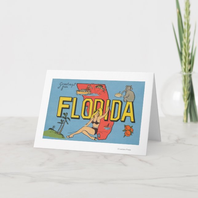 Grüße von Florida (blaues) Florida Karte (Vorderseite)
