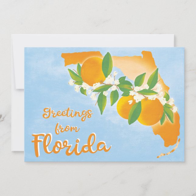 Grüße von Florida Floral Orange Neue Adresse Ankündigung (Vorderseite)