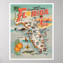 Grüße von Florida Vintage Karte von Florida