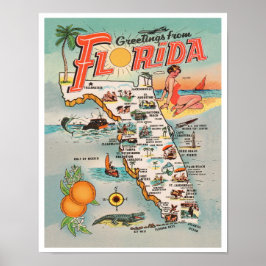 Grüße von Florida Vintage Karte von Florida Poster
