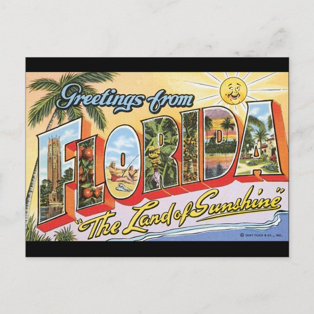Grüße von Florida_Vintage Travel Poster Postkarte (Vorderseite)