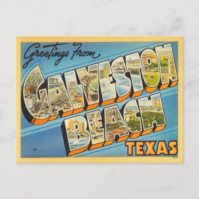 Grüße von Galveston, Texas Vintage Travel Postkarte (Vorderseite)