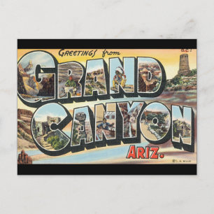 Grüße von Grand Canyon_Vintage Travel Poster Postkarte
