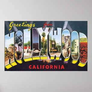 Grüße von Hollywood Kalifornien, Vintag Poster