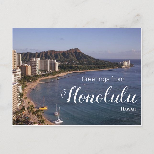 Grüße von Honolulu Hawaii Landschaftlich Postcard Postkarte (Vorderseite)