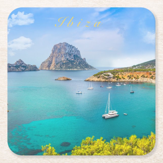 Grüße von Ibiza Rechteckiger Pappuntersetzer (Vorderseite)